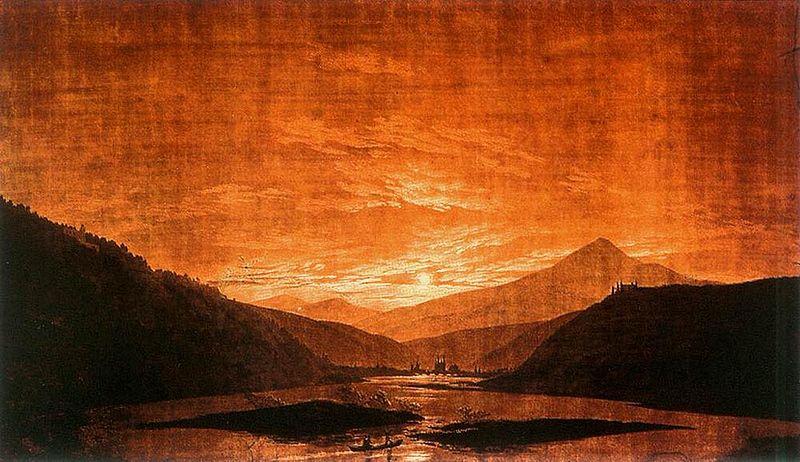 Caspar David Friedrich Mountainous River Landscape oil painting image